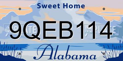 9QEB114 Alabama License Plate