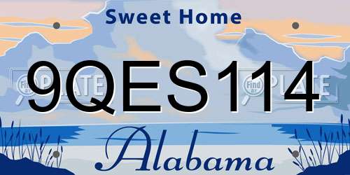 9QES114 Alabama License Plate