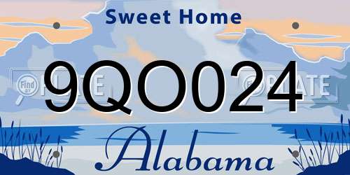 9QO024 Alabama License Plate
