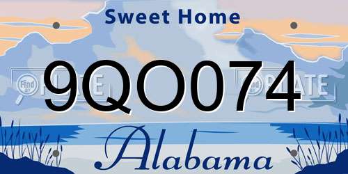 9QO074 Alabama License Plate