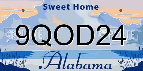 9QOD24 Alabama License Plate