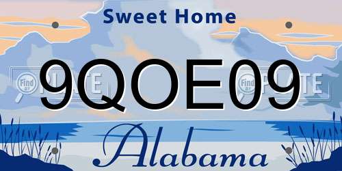 9QOE09 Alabama License Plate