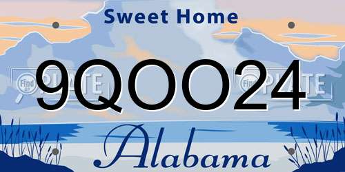 9QOO24 Alabama License Plate