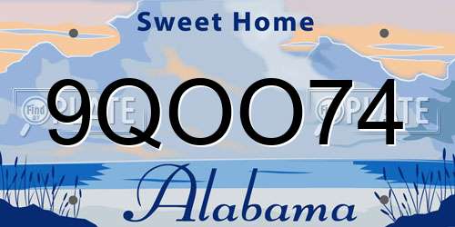 9QOO74 Alabama License Plate