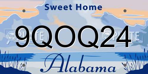 9QOQ24 Alabama License Plate