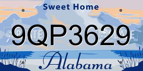 9QP3629 Alabama License Plate