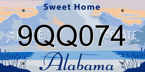 9QQ074 Alabama License Plate