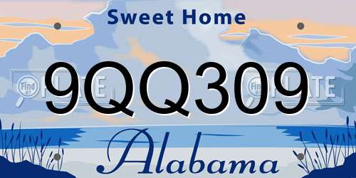 9QQ309 Alabama License Plate