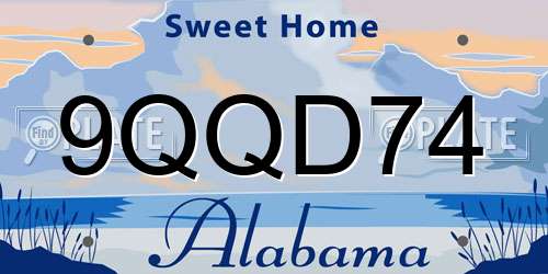 9QQD74 Alabama License Plate