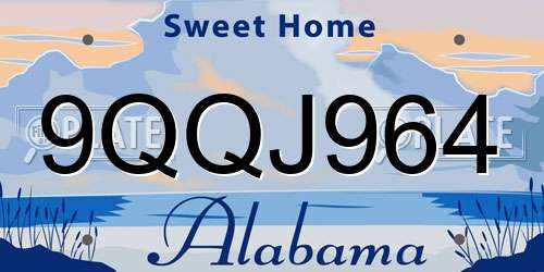 9QQJ964 Alabama License Plate