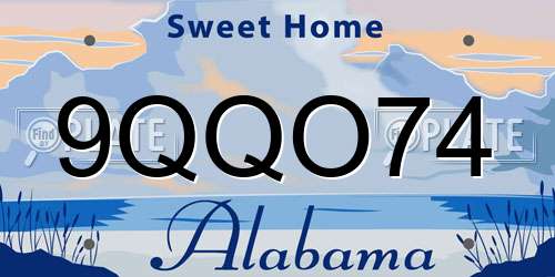 9QQO74 Alabama License Plate