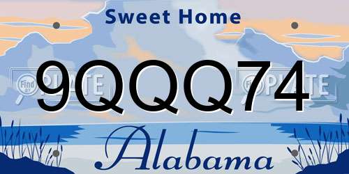 9QQQ74 Alabama License Plate