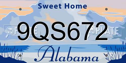 9QS672 Alabama License Plate