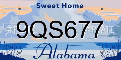 9QS677 Alabama License Plate