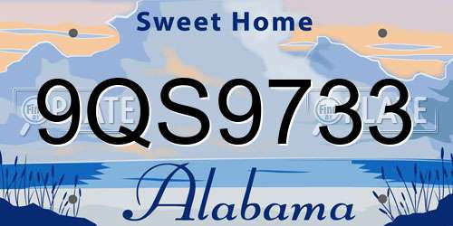 9QS9733 Alabama License Plate