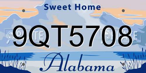 9QT5708 Alabama License Plate