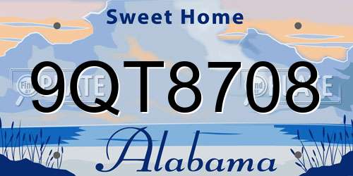 9QT8708 Alabama License Plate