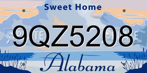 9QZ5208 Alabama License Plate