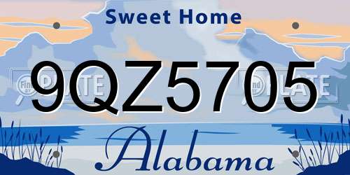 9QZ5705 Alabama License Plate