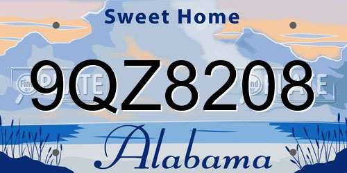 9QZ8208 Alabama License Plate