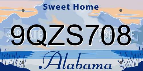 9QZS708 Alabama License Plate