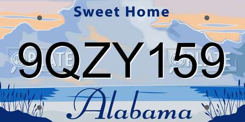 9QZY159 Alabama License Plate