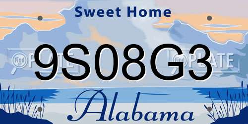 9S08G3 Alabama License Plate