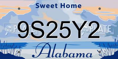 9S25Y2 Alabama License Plate