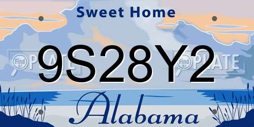 9S28Y2 Alabama License Plate