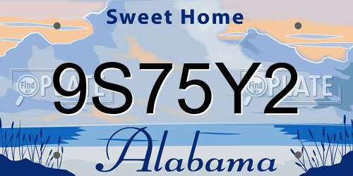 9S75Y2 Alabama License Plate