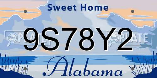 9S78Y2 Alabama License Plate