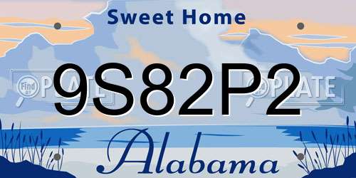 9S82P2 Alabama License Plate