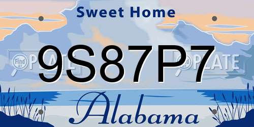 9S87P7 Alabama License Plate