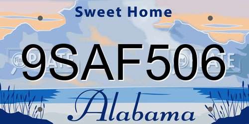 9SAF506 Alabama License Plate