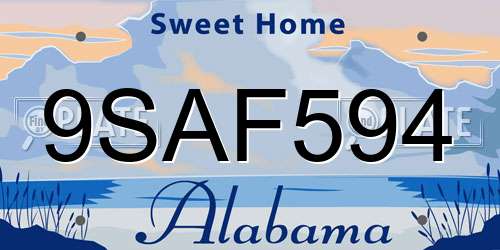 9SAF594 Alabama License Plate