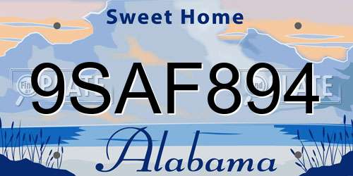 9SAF894 Alabama License Plate