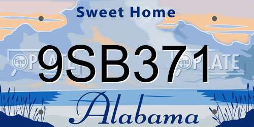 9SB371 Alabama License Plate