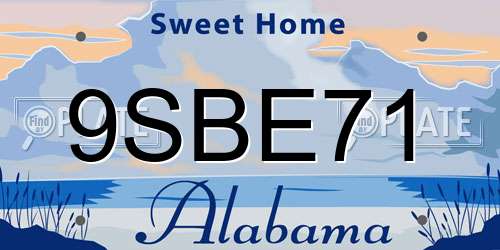 9SBE71 Alabama License Plate