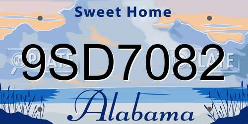 9SD7082 Alabama License Plate
