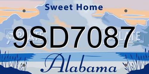 9SD7087 Alabama License Plate