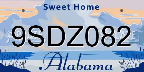 9SDZ082 Alabama License Plate