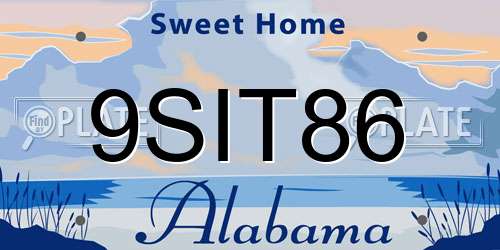 9SIT86 Alabama License Plate