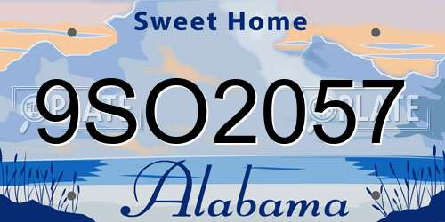 9SO2057 Alabama License Plate