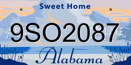 9SO2087 Alabama License Plate