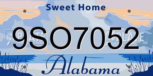 9SO7052 Alabama License Plate