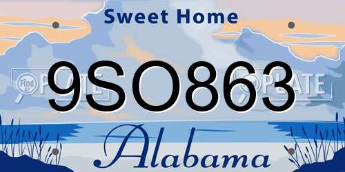 9SO863 Alabama License Plate