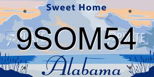 9SOM54 Alabama License Plate