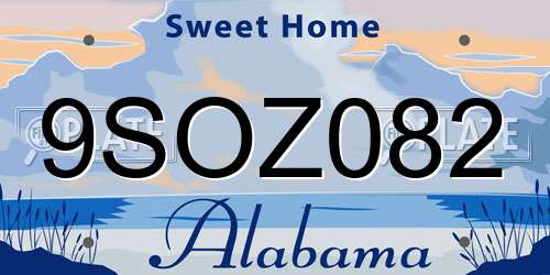 9SOZ082 Alabama License Plate