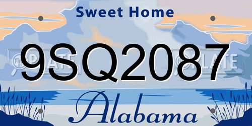 9SQ2087 Alabama License Plate