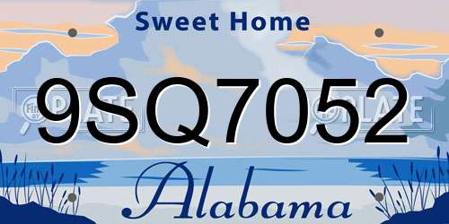 9SQ7052 Alabama License Plate